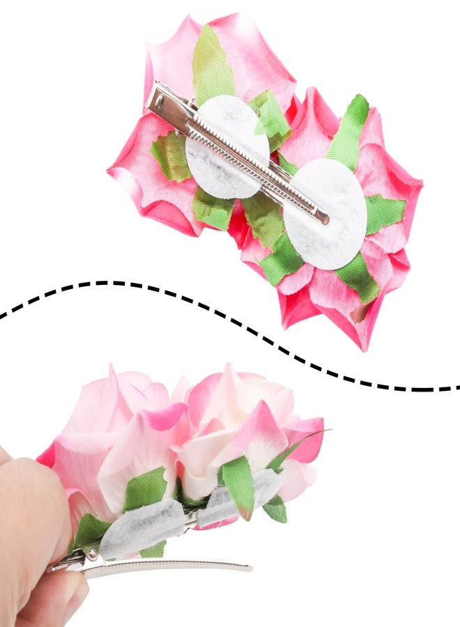 Wuyituart Pink Rose Hair Clip Comb Pink Hair Accessories Flower Bohemia Hairpin - Image 3